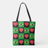 Brasilien Flag Herz Muster Patriotic Brasilien Tasche (Rückseite)