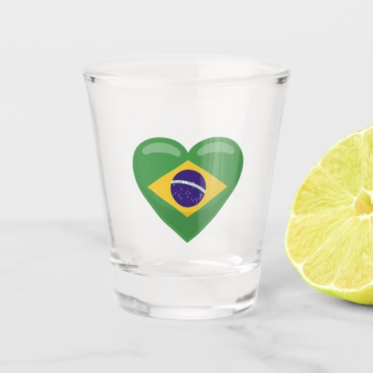 Brasilien Flag Herz Schnapsglas (Vorderseite)
