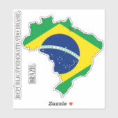 Brasilien Flag Map Kontur Aufkleber (Blatt)