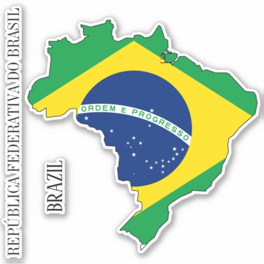 Brasilien Flag Map Kontur Aufkleber (Vorderseite)