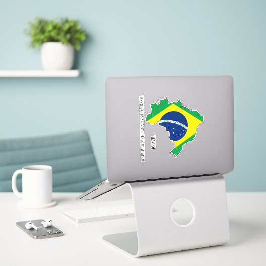 Brasilien Flag Map Kontur Aufkleber (Laptop auf Schreibtisch)