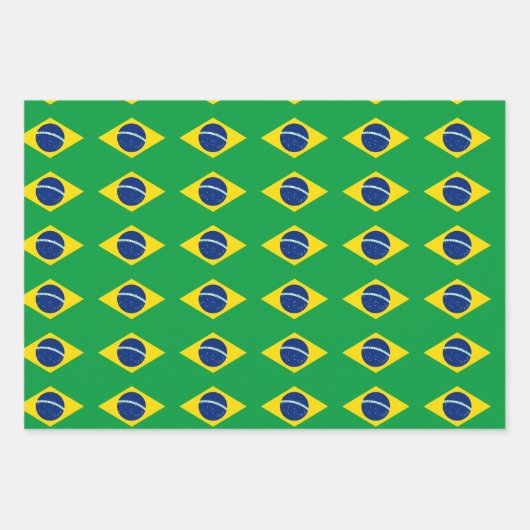 Brasilien Flag Wrapping Paper Flat Sheet Set 3 Geschenkpapier Set (Vorderseite 3)