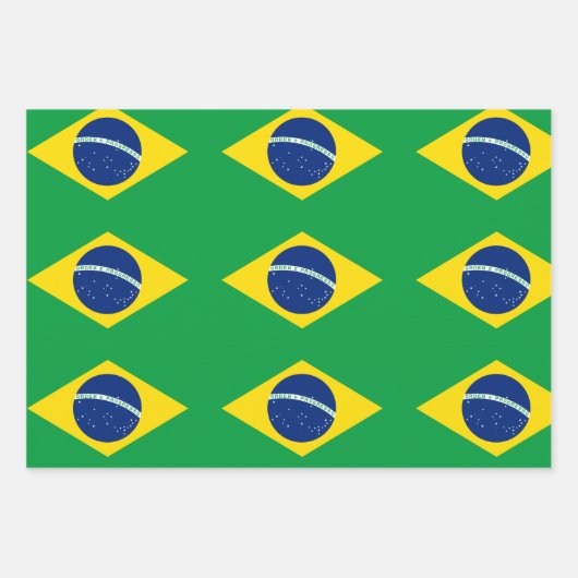 Brasilien Flag Wrapping Paper Flat Sheet Set 3 Geschenkpapier Set (Vorderseite 2)