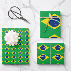 Brasilien Flag Wrapping Paper Flat Sheet Set 3 Geschenkpapier Set
