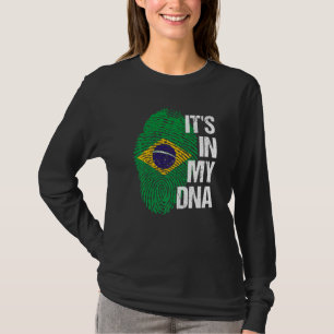 Brasilien Flag Zuhause Heart Roots Fingerprint DNA T-Shirt