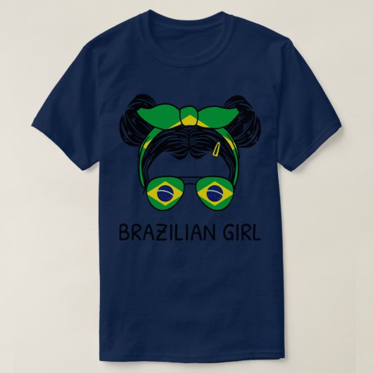Brasilien Flagge Brasilianisches Mädchen mit Messy T-Shirt (Design vorne)