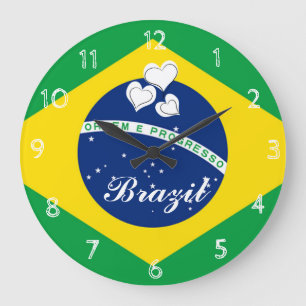 Brasilien-Flagge Große Wanduhr