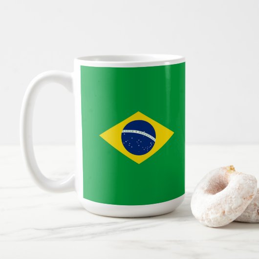 Brasilien-Flagge Kaffeetasse (Mit Donut)