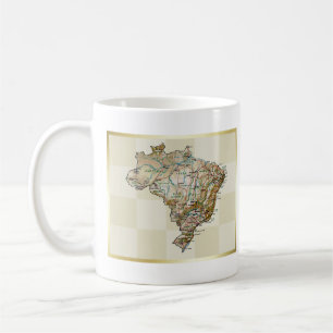 Brasilien-Flagge + Karten-Tasse Kaffeetasse