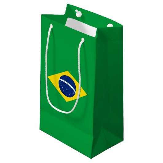 Brasilien-Flagge Kleine Geschenktüte (Vorderseite Schrägansicht)