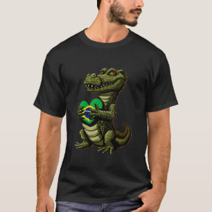 Brasilien-Flagge Krokodil Brasilianische Wurzeln B T-Shirt