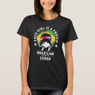 Brasilien-Flagge Kuba Erwachsene Frauen Mädchen Bü T-Shirt