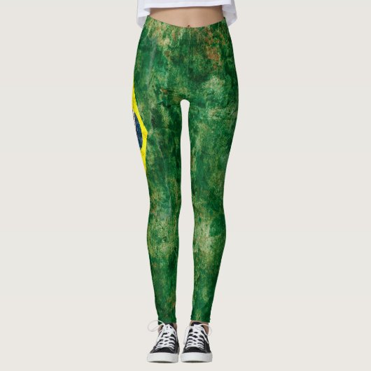 Brasilien-Flagge Leggings (Vorderseite)