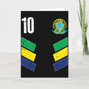 Brasilien Flagge Nummer 10 Fußball Fan T-Shirt  Karte
