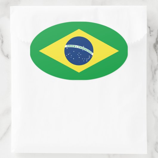 Brasilien-Flagge Ovaler Aufkleber (Tasche)