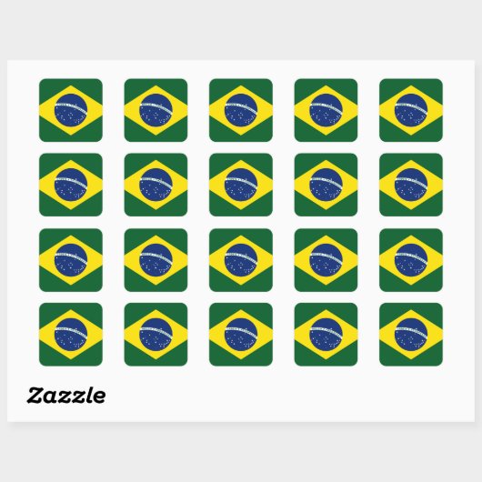 Brasilien-Flagge Quadratischer Aufkleber (Blatt)