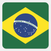 Brasilien-Flagge Quadratischer Aufkleber (Vorderseite)