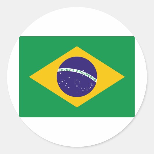 Brasilien-Flagge Runder Aufkleber (Vorderseite)
