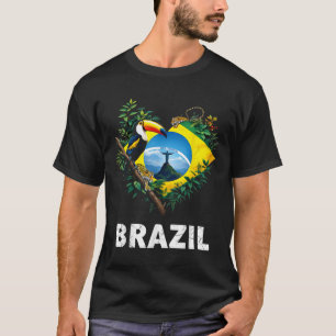Brasilien Flagge Toucan Jungle Herz T-Shirt