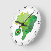 Brasilien-Flagge und politische Karte Runde Wanduhr (Winkel)