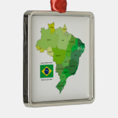 Brasilien-Flagge und politische Karte Silbernes Ornament (Rechts)