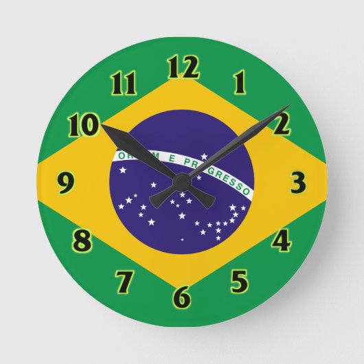 Brasilien-Flagge WallClocks Runde Wanduhr (Vorderseite)