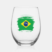 Brasilien-Flagge Weinglas Ohne Stiel (Rückseite)