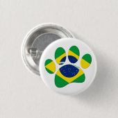 Brasilien Flaggen Dog Paw Print Button (Vorne & Hinten)
