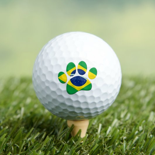 Brasilien Flaggen Dog Paw Print Golfball (Insitu T-Shirt)