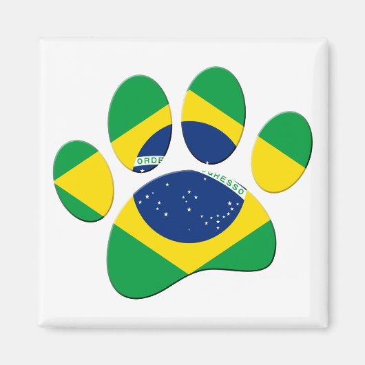 Brasilien Flaggen Dog Paw Print Magnet (Vorne)