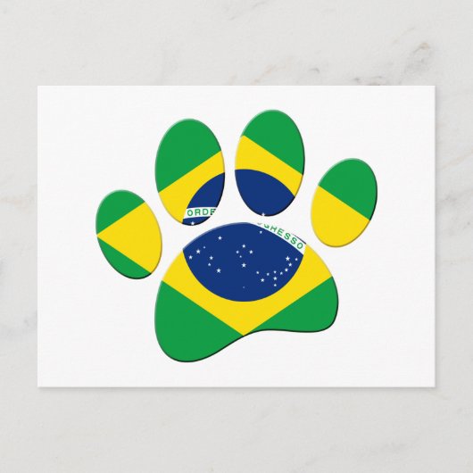 Brasilien Flaggen Dog Paw Print Postkarte (Vorderseite)