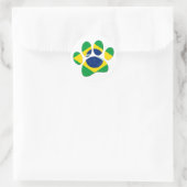 Brasilien Flaggen Dog Paw Print Runder Aufkleber (Tasche)