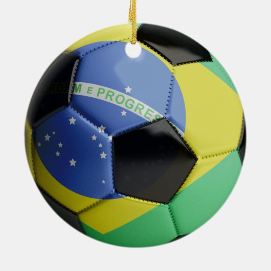 Brasilien-Flaggen-Fußball Keramik Ornament (Hinten)