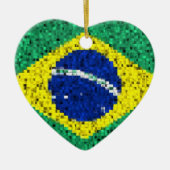Brasilien-Flaggen-Glitterverzierung Keramik Ornament (Vorne)