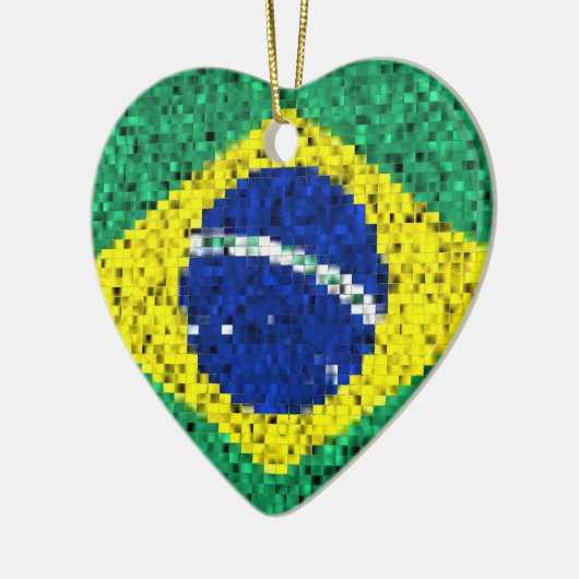 Brasilien-Flaggen-Glitterverzierung Keramik Ornament (Links)