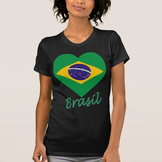 Brasilien-Flaggen-Herz T-Shirt (Vorderseite)