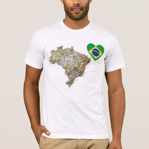 Brasilien-Flaggen-Herz und Karten-T - Shirt