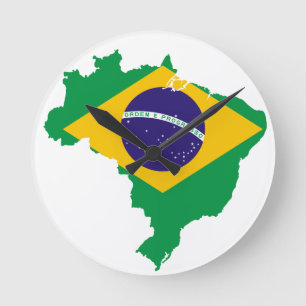Brasilien-Flaggen-Karte Runde Wanduhr