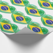 Brasilien-Flaggen-Liebeherz Geschenkpapier (Ecke)