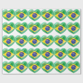 Brasilien-Flaggen-Liebeherz Geschenkpapier (Flach)