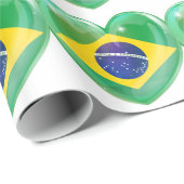 Brasilien-Flaggen-Liebeherz Geschenkpapier (Rolleneckpunkt)