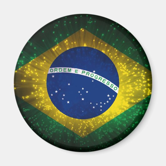 Brasilien Flaggenfeuer Magnet (Vorne)