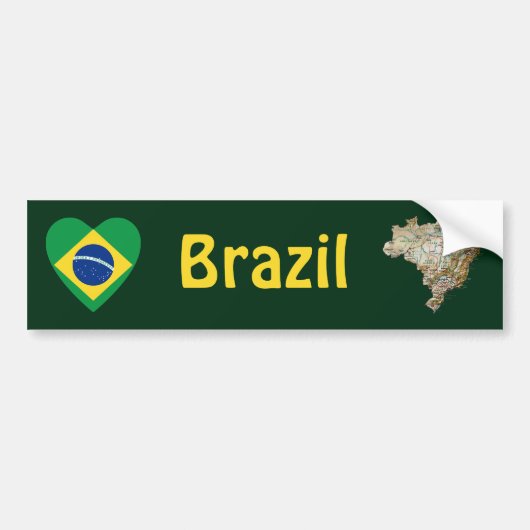 Brasilien Flaggenschwerpunkt + Karte Autoaufkleber (Vorne)