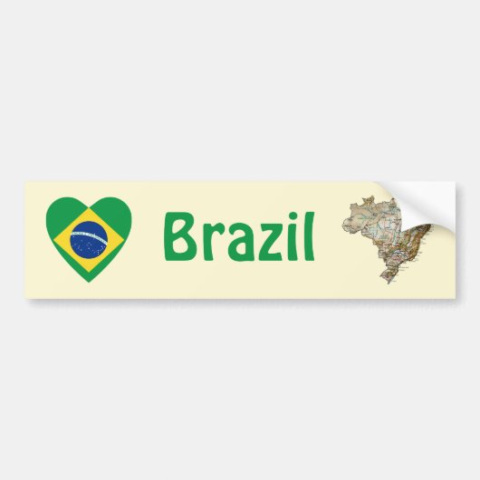 Brasilien Flaggenschwerpunkt + Karte Autoaufkleber (Vorne)