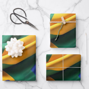 Brasilien Flaggenseidenstruktur Geschenkpapier Set