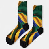 Brasilien Flaggenseidenstruktur Socken (Linkes Detail)