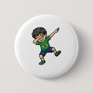 Brasilien Fußball Dab Junge Vintage Vector Shirt_1 Button