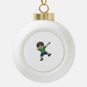 Brasilien Fußball Dab Junge Vintage Vector Shirt_1 Keramik Kugel-Ornament