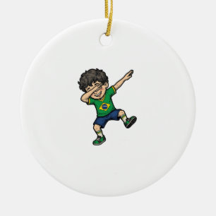 Brasilien Fußball Dab Junge Vintage Vector Shirt_1 Keramik Ornament