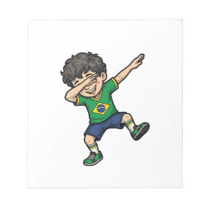 Brasilien Fußball Dab Junge Vintage Vector Shirt_1 Notizblock